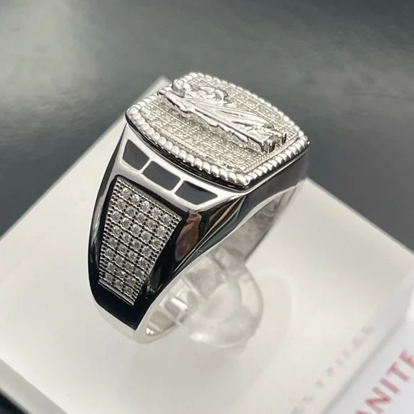 San Judas plata moissanite diamond silver 925 size 9 ring